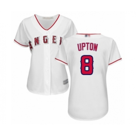 Women's Los Angeles Angels of Anaheim #8 Justin Upton Authentic White Home Cool Base Baseball Jersey - Ujersey