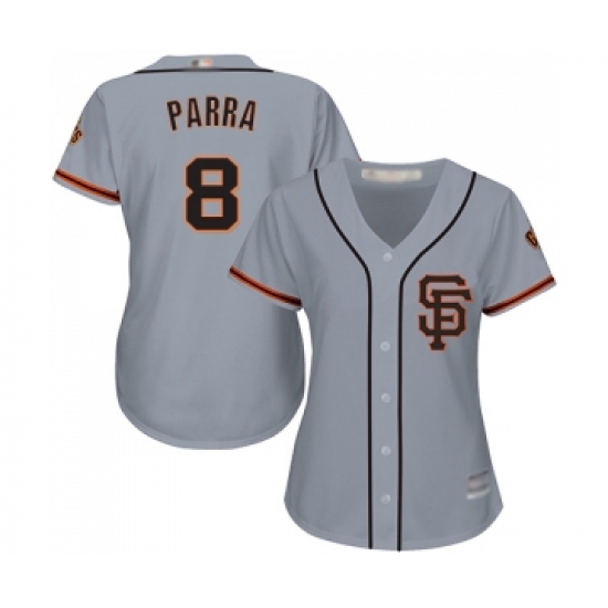 Women's San Francisco Giants #8 Gerardo Parra Replica Grey Road 2 Cool Base Baseball Jersey - Ujersey
