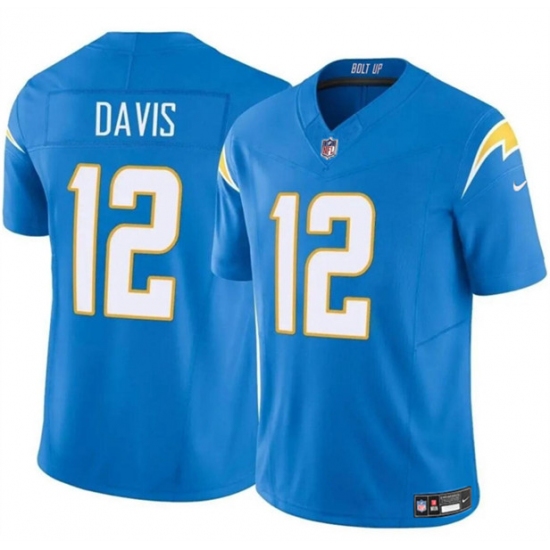 Men's Los Angeles Chargers #12 Derius Davis Blue 2024 F.U.S.E. Vapor Limited Football Stitched Jersey - Ujersey