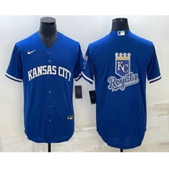 Men's Kansas City Royals Big Logo Blue 2022 City Connect Cool Base Stitched Jersey - Ujersey