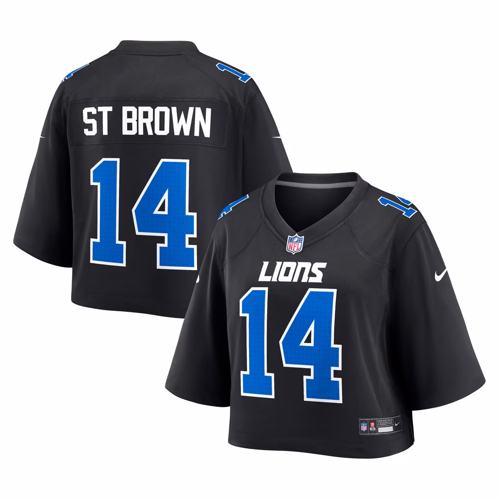 Women's Detroit Lions Amon-Ra St. Brown Nike Black Cropped Fashion Game Jersey - U-jersey