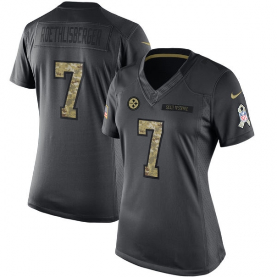 Women's Nike Pittsburgh Steelers #7 Ben Roethlisberger Limited Black 2016 Salute to Service NFL Jersey - Ujersey