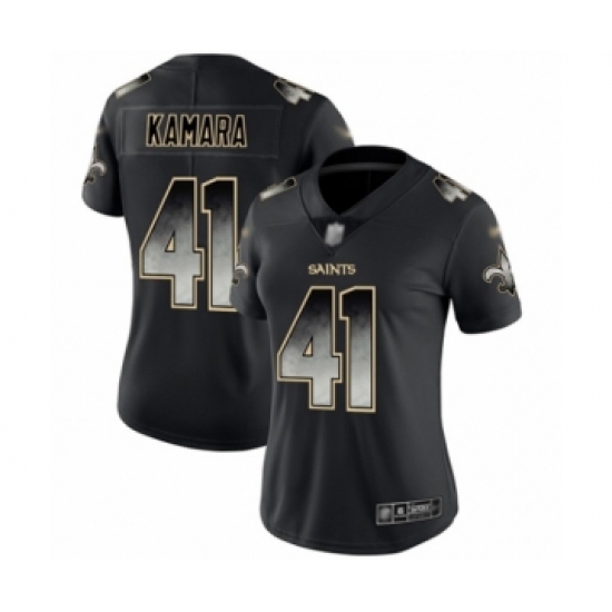 Women's New Orleans Saints #41 Alvin Kamara Limited Black Smoke Fashion Football Jersey - Ujersey