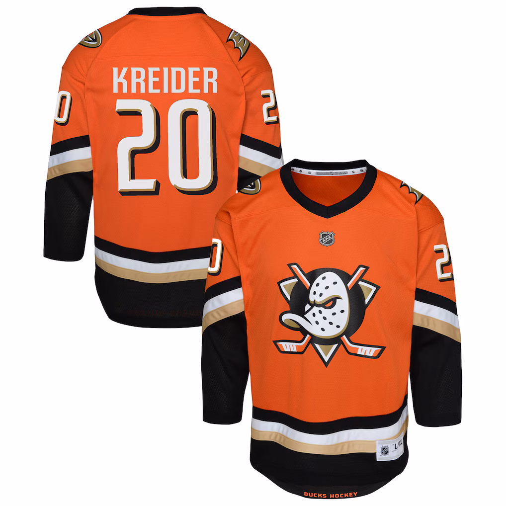 Youth Anaheim Ducks Chris Kreider Outerstuff Orange Home Replica Jersey - Ujersey Shop