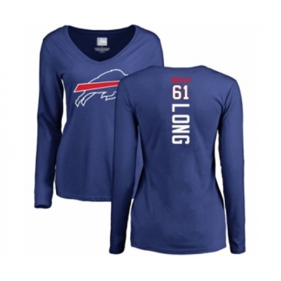Football Women's Buffalo Bills #61 Spencer Long Royal Blue Backer Long Sleeve T-Shirt - Ujersey