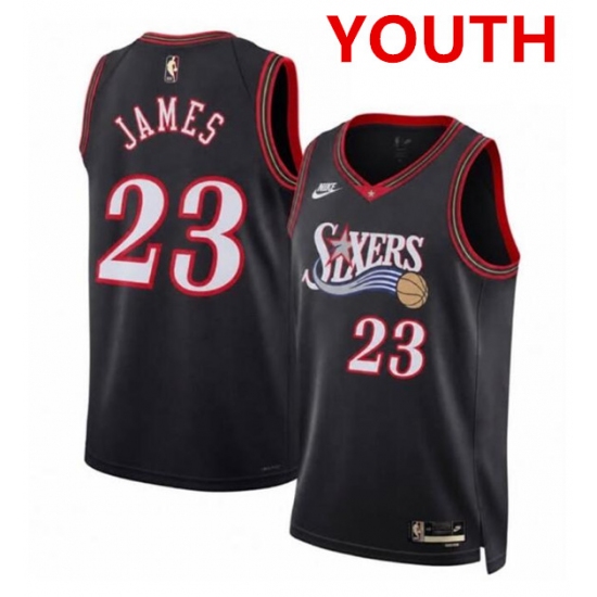 Youth Philadelphia 76ers #23 LeBron James Black 2026 Classic Edition Stitched Jersey