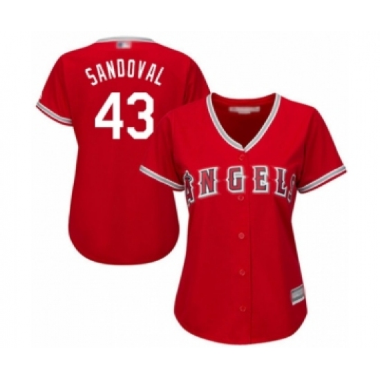 Women's Los Angeles Angels of Anaheim #43 Patrick Sandoval Authentic Red Alternate Cool Base Baseball Player Jersey - Ujersey
