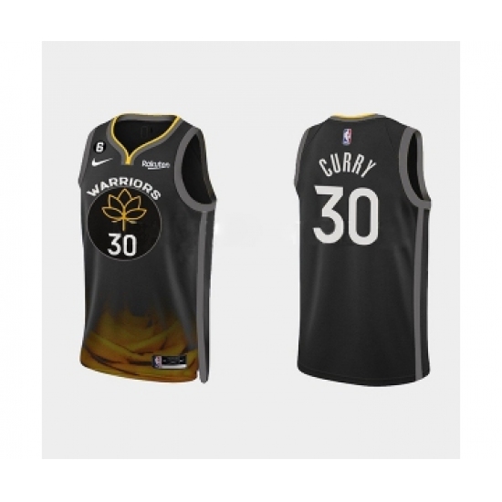 Men's Golden State Warriors #30 Stephen Curry Black 2022-23 City edition Stitched Basketball Jersey - Ujersey