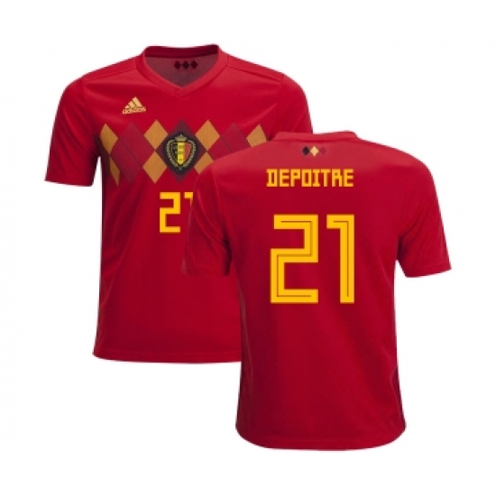 Belgium #21 Depoitre Home Kid Soccer Country Jersey