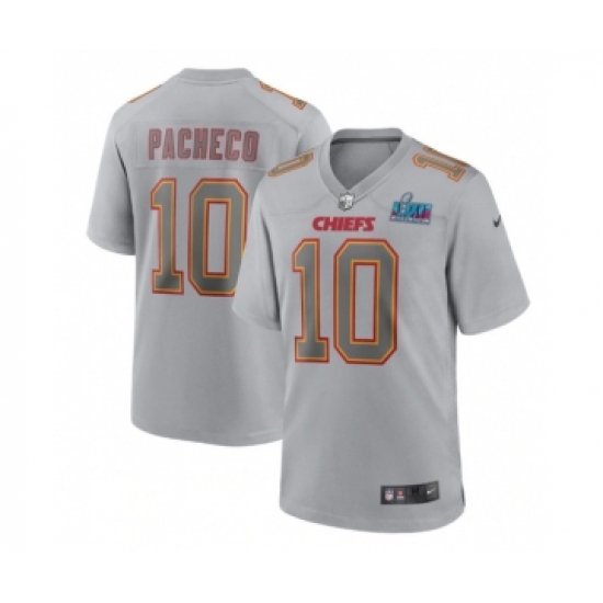 Men's Kansas City Chiefs #10 Isiah Pacheco Gray Super Bowl LVII Patch Atmosphere Fashion Stitched Game Jersey - Ujersey