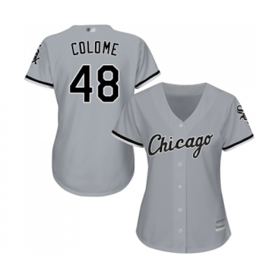 Women's Chicago White Sox #48 Alex Colome Replica Grey Road Cool Base Baseball Jersey - Ujersey