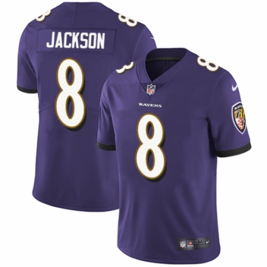 Youth Nike Baltimore Ravens #8 Lamar Jackson Purple Team Color Vapor Untouchable Limited Player NFL Jersey - Ujersey