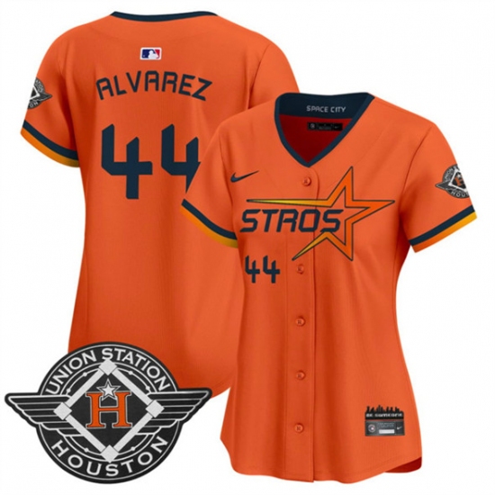 Women's Houston Astros #44 Yordan Alvarez Orange 2025 City Connect Limited Stitched Baseball Jersey(Run Small) - Ujersey