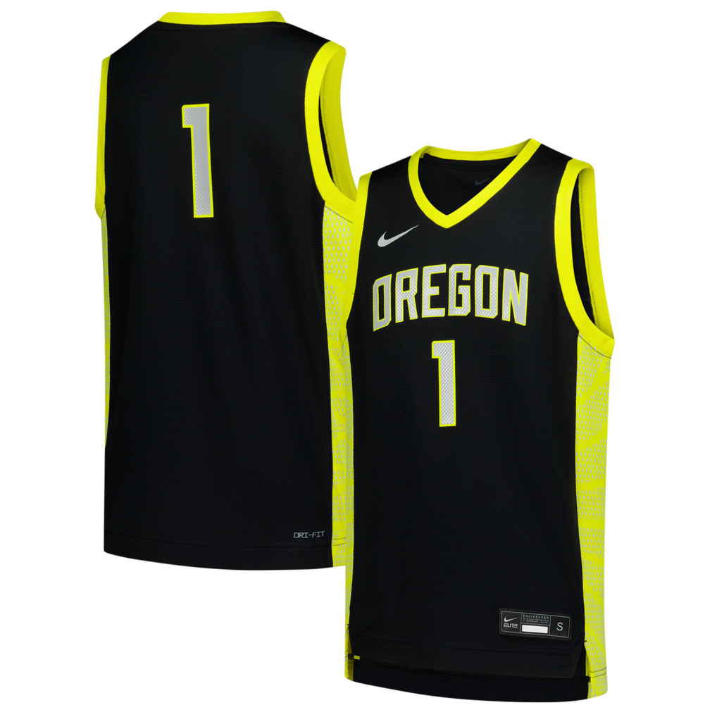 Youth Nike #1 Black Oregon Ducks Replica Basketball Jersey - U-jersey