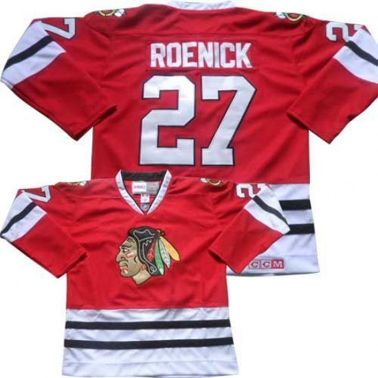 Men's CCM Chicago Blackhawks #27 Jeremy Roenick Authentic Red Throwback NHL Jersey - Ujersey