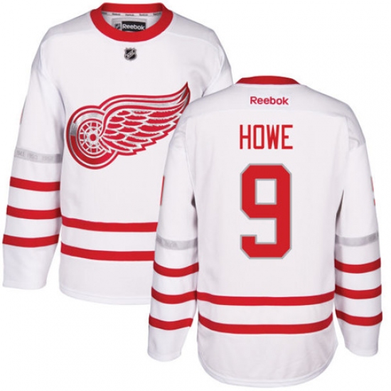 Men's Reebok Detroit Red Wings #9 Gordie Howe Authentic White 2017 Centennial Classic NHL Jersey - Ujersey