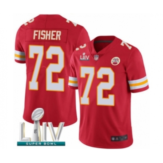 Men's Kansas City Chiefs #72 Eric Fisher Red Team Color Vapor Untouchable Limited Player Super Bowl LIV Bound Football Jersey - Ujersey
