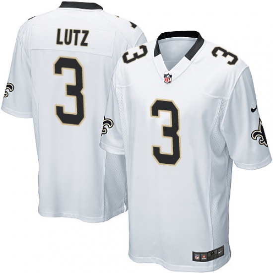 Men's Nike New Orleans Saints #3 Will Lutz Game White NFL Jersey - Ujersey