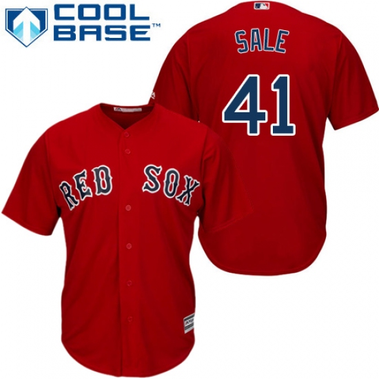 Youth Majestic Boston Red Sox #41 Chris Sale Replica Red Alternate Home Cool Base MLB Jersey - Ujersey