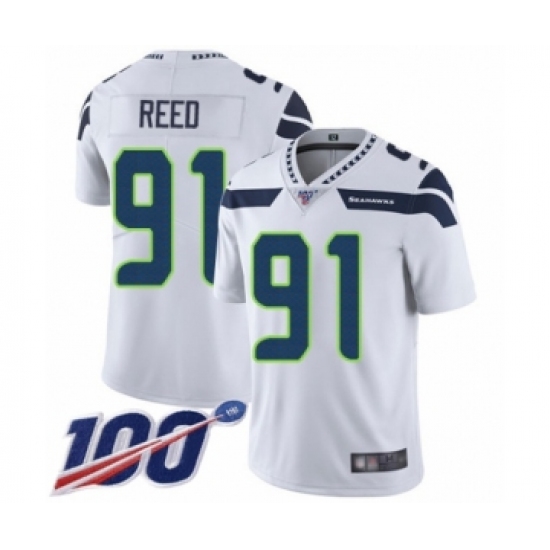 Youth Seattle Seahawks #91 Jarran Reed White Vapor Untouchable Limited Player 100th Season Football Jersey - Ujersey