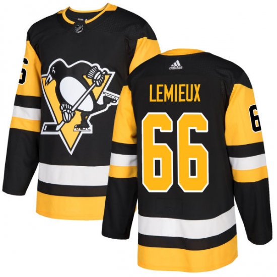Men's Adidas Pittsburgh Penguins #66 Mario Lemieux Authentic Black Home NHL Jersey - Ujersey