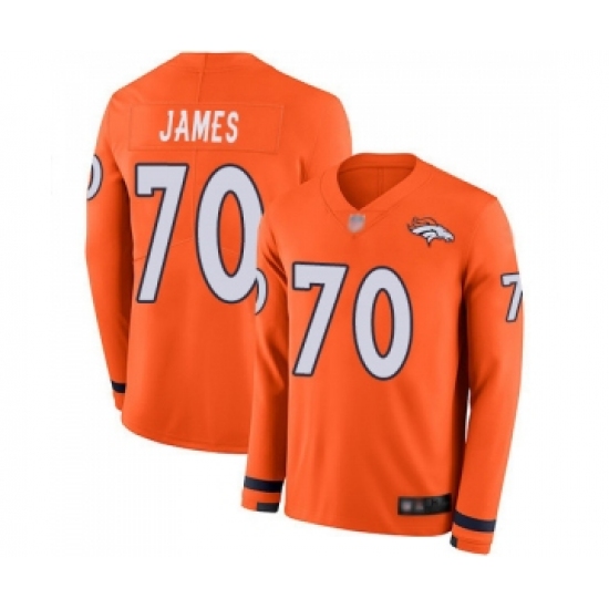 Men's Denver Broncos #70 Ja Wuan James Limited Orange Therma Long Sleeve Football Jersey - Ujersey