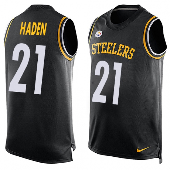 Men's Nike Pittsburgh Steelers #21 Joe Haden Limited Black Player Name & Number Tank Top NFL Jersey - Ujersey