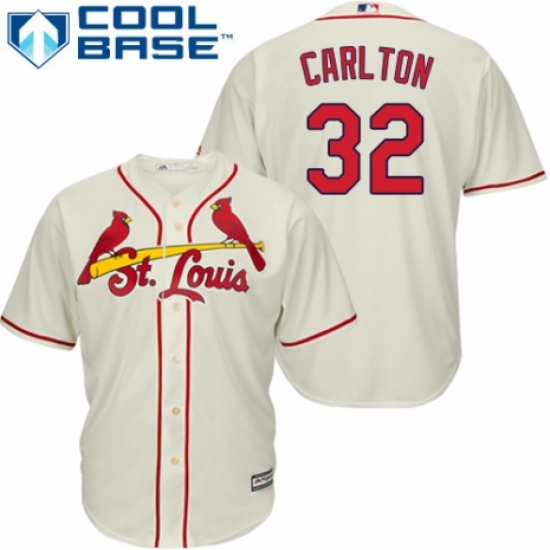 Men's Majestic St. Louis Cardinals #32 Steve Carlton Replica Cream Alternate Cool Base MLB Jersey - Ujersey