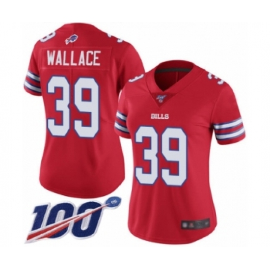 Women's Buffalo Bills #39 Levi Wallace Limited Red Rush Vapor Untouchable 100th Season Football Jersey - Ujersey