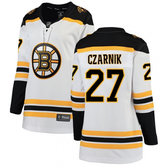 Women's Boston Bruins #27 Austin Czarnik Authentic White Away Fanatics Branded Breakaway NHL Jersey - Ujersey