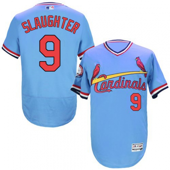 Men's Majestic St. Louis Cardinals #9 Enos Slaughter Light Blue Flexbase Authentic Collection Cooperstown MLB Jersey - Ujersey