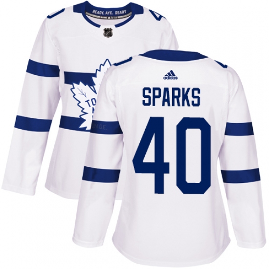 Women's Adidas Toronto Maple Leafs #40 Garret Sparks Authentic White 2018 Stadium Series NHL Jersey - Ujersey
