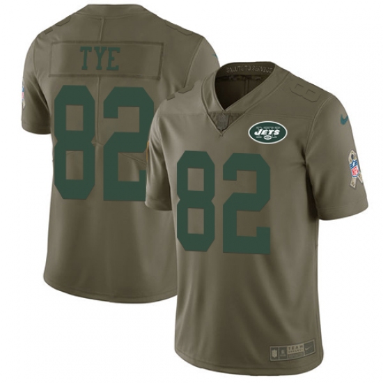 Youth Nike New York Jets #82 Will Tye Limited Olive 2017 Salute to Service NFL Jersey - Ujersey