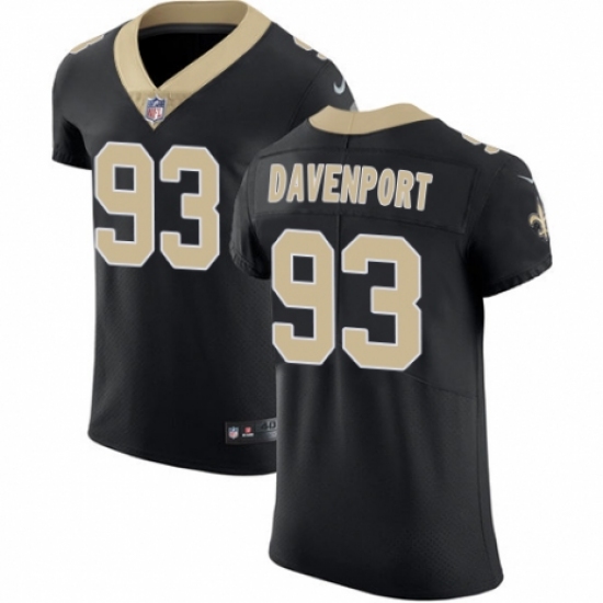 Men's Nike New Orleans Saints #93 Marcus Davenport Black Team Color Vapor Untouchable Elite Player NFL Jersey - Ujersey
