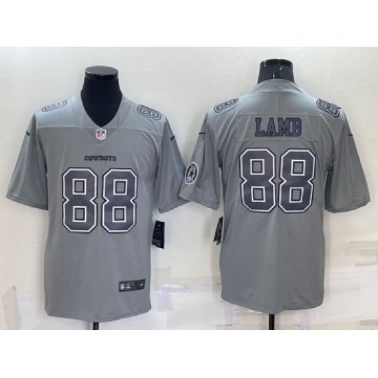Men's Dallas Cowboys #88 CeeDee Lamb LOGO Grey Atmosphere Fashion 2022 Vapor Untouchable Stitched Nike Limited Jersey - Ujersey