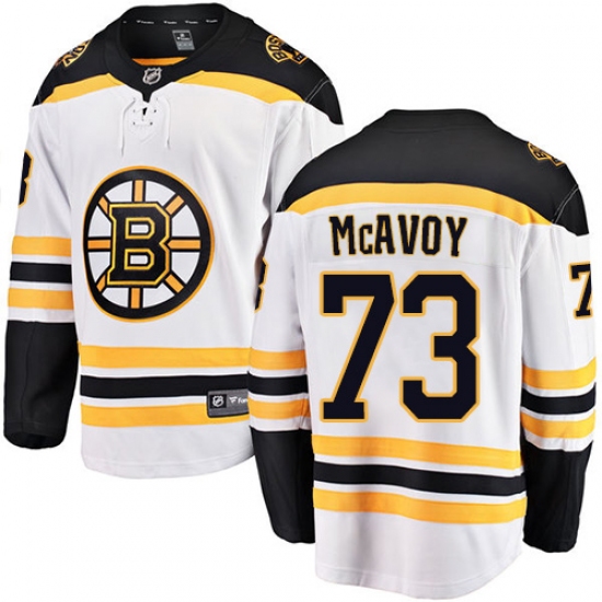 Men's Boston Bruins #73 Charlie McAvoy Authentic White Away Fanatics Branded Breakaway NHL Jersey - Ujersey