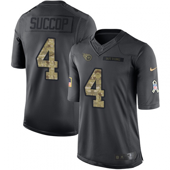 Youth Nike Tennessee Titans #4 Ryan Succop Limited Black 2016 Salute to Service NFL Jersey - Ujersey