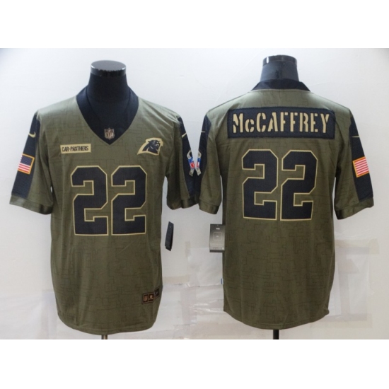 Men's Carolina Panthers #22 Christian McCaffrey Nike Olive 2021 Salute To Service Limited Player Jersey - Ujersey