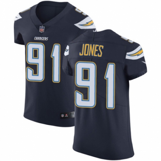 Men's Nike Los Angeles Chargers #91 Justin Jones Navy Blue Team Color Vapor Untouchable Elite Player NFL Jersey - Ujersey