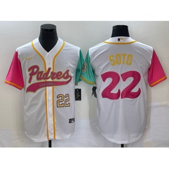 Men's San Diego Padres #22 Juan Soto Number White NEW 2023 City Connect Cool Base Stitched Jersey - Ujersey