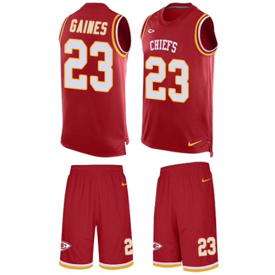 Men's Nike Kansas City Chiefs #23 Phillip Gaines Limited Red Tank Top Suit NFL Jersey - Ujersey