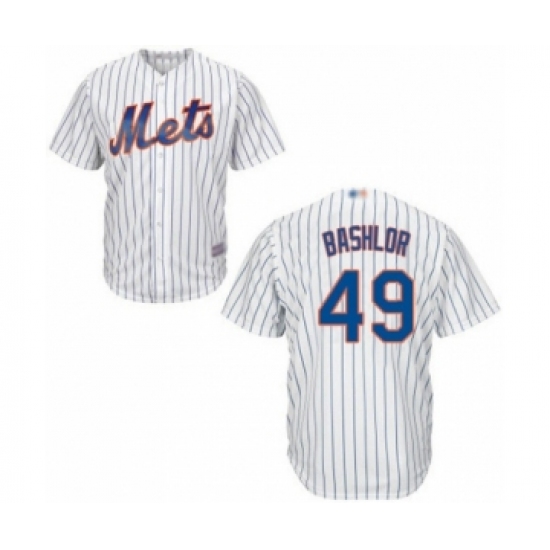 Youth New York Mets #49 Tyler Bashlor Authentic White Home Cool Base Baseball Player Jersey