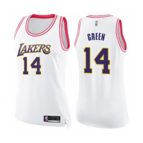Women's Los Angeles Lakers #14 Danny Green Swingman White Pink Fashion Basketball Jersey - Ujersey