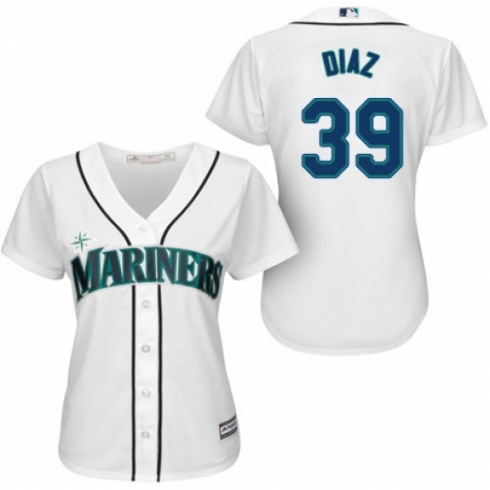 Women's Majestic Seattle Mariners #39 Edwin Diaz Authentic White Home Cool Base MLB Jersey - Ujersey