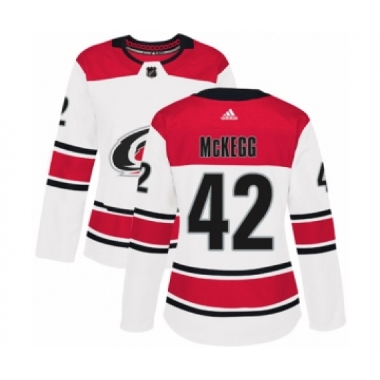 Women's Adidas Carolina Hurricanes #42 Greg McKegg Authentic White Away NHL Jersey - Ujersey