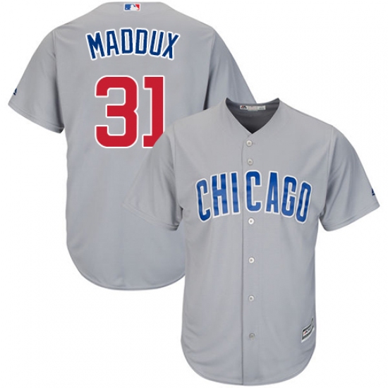 Men's Majestic Chicago Cubs #31 Greg Maddux Replica Grey Road Cool Base MLB Jersey - Ujersey