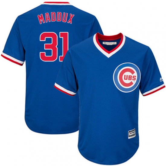 Youth Majestic Chicago Cubs #31 Greg Maddux Authentic Royal Blue Cooperstown Cool Base MLB Jersey - Ujersey