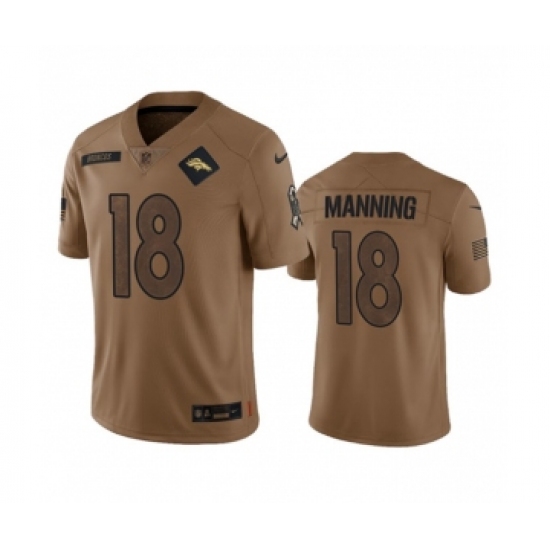 Men's Nike Denver Broncos #18 Peyton Manning 2023 Brown Salute To Service Limited Football Stitched Jersey - Ujersey