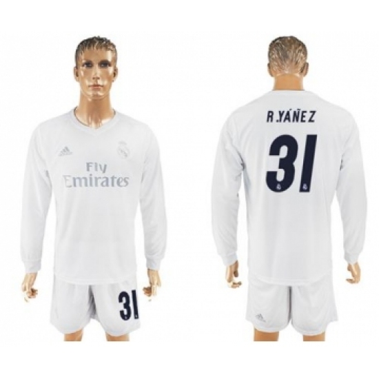 Real Madrid #31 R.Yanez Marine Environmental Protection Home Long Sleeves Soccer Club Jersey