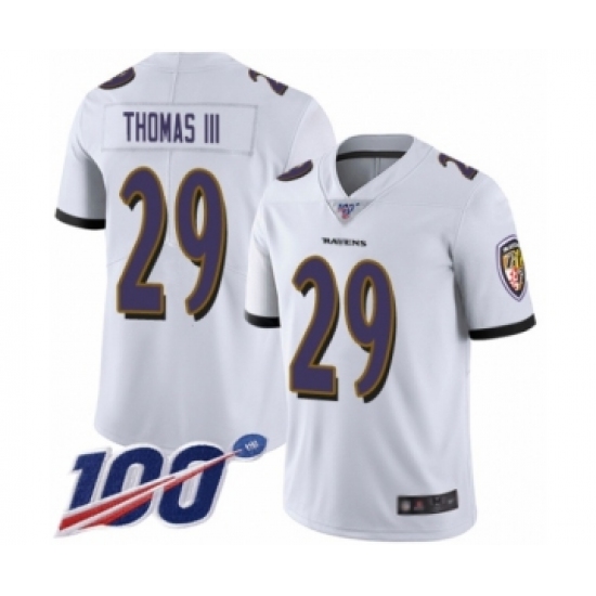 Men's Baltimore Ravens #29 Earl Thomas III White Vapor Untouchable Limited Player 100th Season Football Jersey - Ujersey